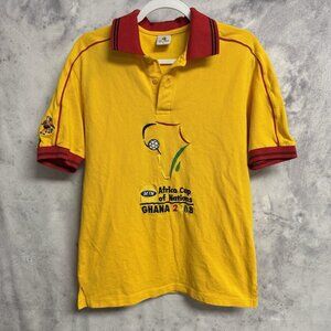 Vintage Africa Cup of Nations Ghana 2008 Polo Shirt Mens L Embroidered Soccer